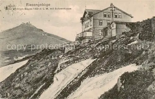 AK / Ansichtskarte 73809423 Riesengebirge_Schlesischer_Teil Prinz Heinrich Baude mit Schneekoppe 