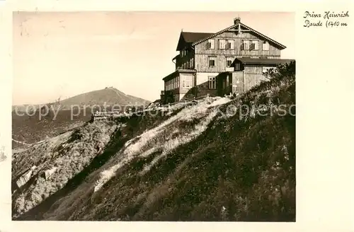 AK / Ansichtskarte  Riesengebirge_Schlesischer_Teil Prinz Heinrich Baude mit Schneekoppe 