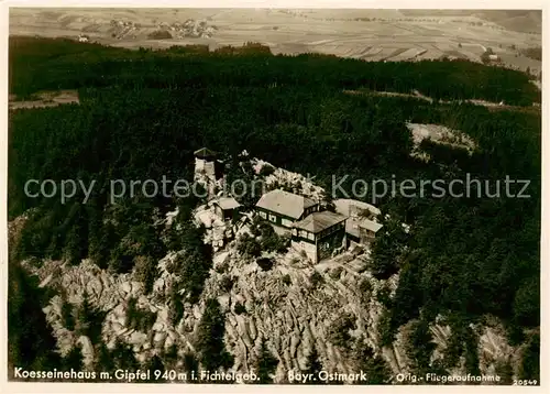 AK / Ansichtskarte  Fichtelgebirge Koesseeinehaus mit Gipfel Fliegeraufnahme Fichtelgebirge