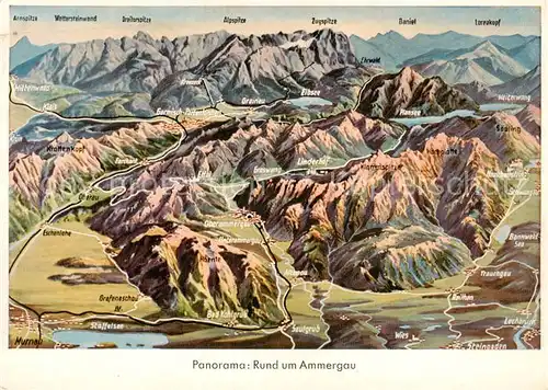 AK / Ansichtskarte  Ammergau Panoramakarte Rund um Ammergau Ammergau