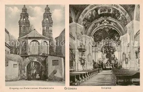 AK / Ansichtskarte 73809517 Gruessau_Krzeszow_PL Eingang zur Zisterzienser Klosterkirche Inneres 