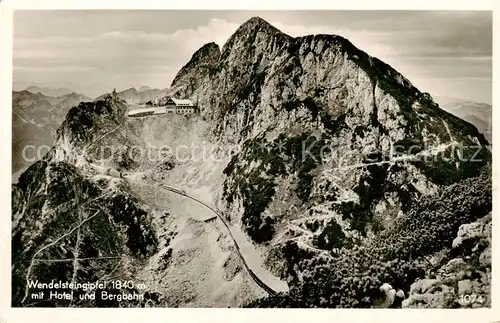 AK / Ansichtskarte  Wendelstein_1839m_Bayrischzell Gipfel mit Hotel und Bergbahn 