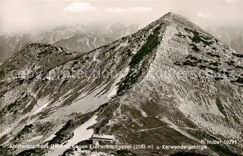 AK / Ansichtskarte  Krottenkopfhaus_1955m_Eschenlohe mit Krottenkopfgipfel und Karwendelgebirge 