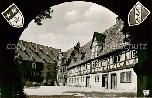 AK / Ansichtskarte 73809682 Erbach_Odenwald Schlosshof Wappen des Grafenhauses und Stadtwappen Erbach Odenwald