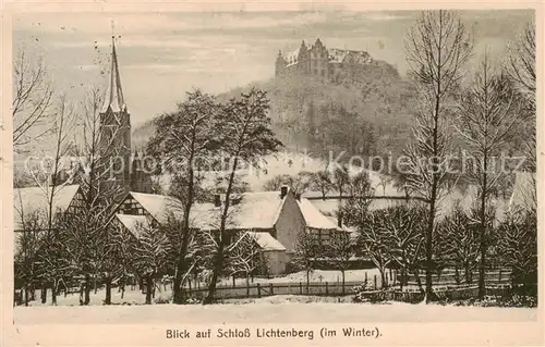 AK / Ansichtskarte 73809685 Lichtenberg_Odenwald Kirche mit Schloss Lichtenberg Lichtenberg Odenwald