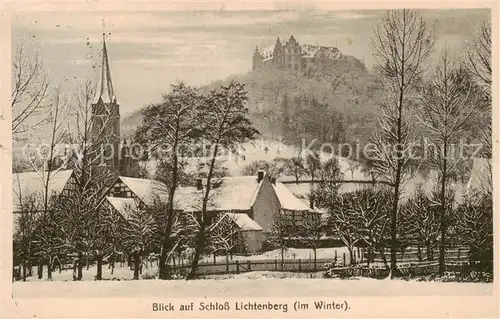 AK / Ansichtskarte  Lichtenberg_Odenwald Kirche mit Schloss Lichtenberg Lichtenberg Odenwald