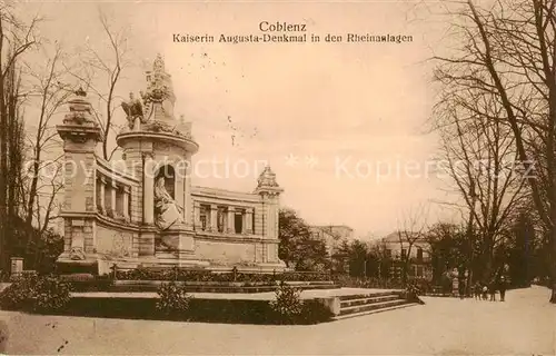 AK / Ansichtskarte  Coblenz_Koblenz Kaiserin Augusta Denkmal in den Rheinanlagen Coblenz_Koblenz