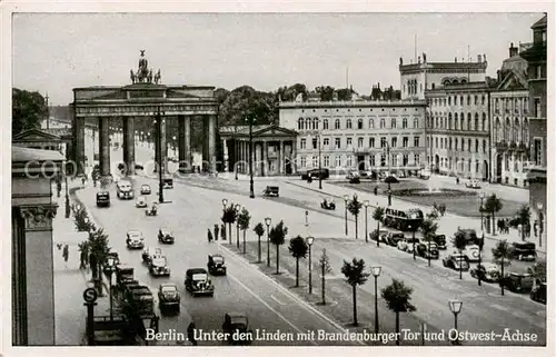 AK / Ansichtskarte 73809768 Berlin Unter den Linden mit Brandenburger Tor und Ostwest Achse Berlin
