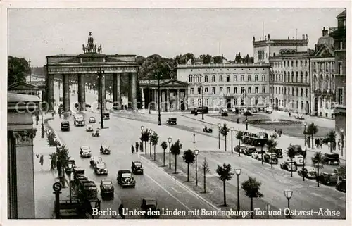 AK / Ansichtskarte  Berlin Unter den Linden mit Brandenburger Tor und Ostwest Achse Berlin