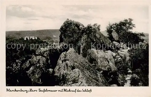 AK / Ansichtskarte  Blankenburg_Harz Teufelsmauer mit Blick auf das Schloss Blankenburg_Harz