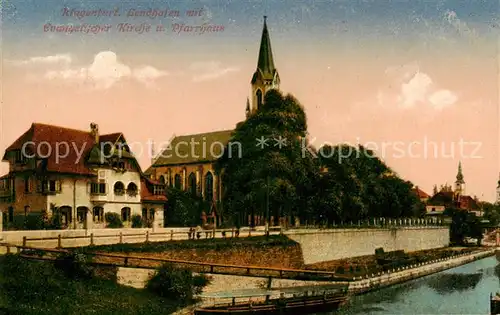 AK / Ansichtskarte  Klagenfurt_Woerthersee_AT Lendhafen mit ev. Kirche und Pfarrhaus 