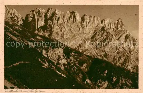 AK / Ansichtskarte  Gruttenhuette_1593m_Tirol_AT Berghuette mit Toerlspitzen Kaisergebirge 