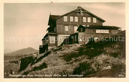 AK / Ansichtskarte 73810005 Riesengebirge_Schlesischer_Teil Prinz Heinrich Baude mit Schneekoppe 
