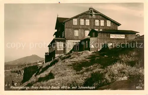 AK / Ansichtskarte  Riesengebirge_Schlesischer_Teil Prinz Heinrich Baude mit Schneekoppe 