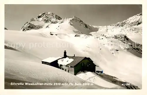 AK / Ansichtskarte  Wiesbadnerhuette_Wiesbadener_Huette_Montafon_AT mit Piz Buin 