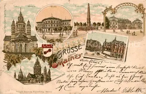 AK / Ansichtskarte  Mainz__Rhein Dom Theater Neubrunnen Grosse Bleiche Grossherzogl Schloss Neue Rheinisch und Mainzer Bierhallen 