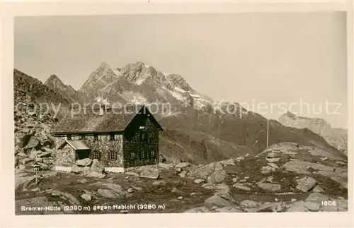 AK / Ansichtskarte  Bremerhuette_2390m_Stubaital_Tirol_AT mit Habicht 