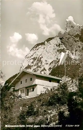 AK / Ansichtskarte  Mittenwalderhuette_1519m_Garmisch mit Viererspitze 