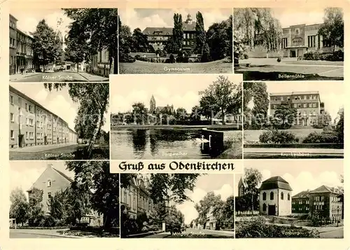 AK / Ansichtskarte  Odenkirchen_Rheydt_Moenchengladbach Koelner Strasse Gymnasium Bellermuehle Burgweiher Krankenhaus Rathaus  