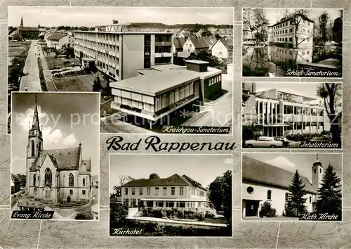 AK / Ansichtskarte 73810137 Bad_Rappenau Kraichgau Sanatorium Schloss Sanatorium Inhalatorium Ev Kirche Kurhotel Kath Kirche Bad_Rappenau