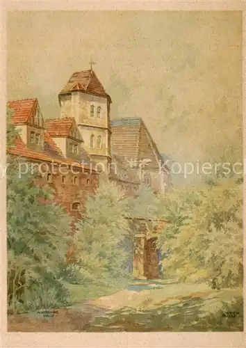 AK / Ansichtskarte  Halle_Saale Moritzburg Aquarell Halle_Saale