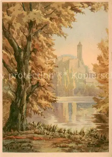 AK / Ansichtskarte  Halle_Saale Burg Giebichenstein Aquarell Herbstmorgen Halle_Saale