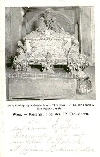 AK / Ansichtskarte  Wien_AT Kaisergruft Doppelsarkophag Kaiserin Maria Theresie und Kaiser Franz I und Sarg Kaiser Josefs II 