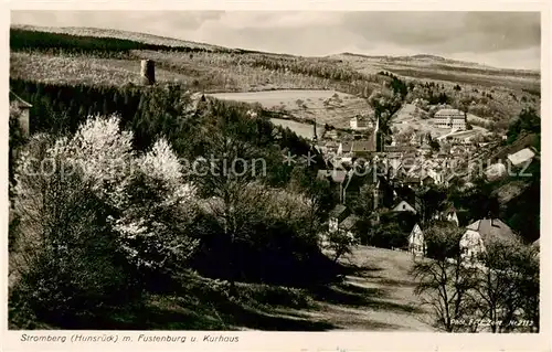 AK / Ansichtskarte  Stromberg_Hunsrueck Panorama mit Fustenburg und Kurhaus Stromberg Hunsrueck