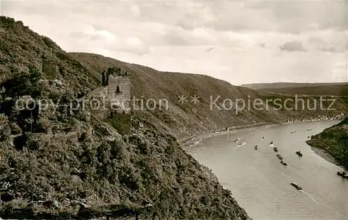 AK / Ansichtskarte 73810261 Bornhofen_Kamp_Rhein Burg Liebenstein mit Blick auf den Rhein 