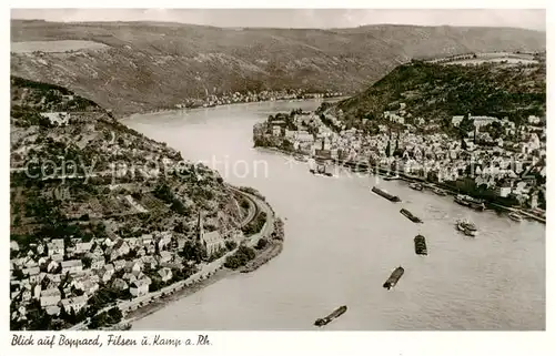 AK / Ansichtskarte  Boppard_Rhein Fliegeraufnahme mit Filsen und Kamp Boppard Rhein