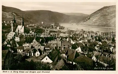 AK / Ansichtskarte 73810301 Bingen_Rhein Blick von der Burg Klopp auf Bingen und Rheintal Bingen Rhein