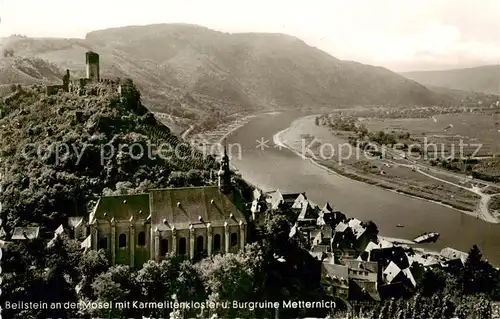 AK / Ansichtskarte 73810327 Beilstein_Mosel Panorama mit Karmelitenkloster und Burgruine Metternich Beilstein_Mosel