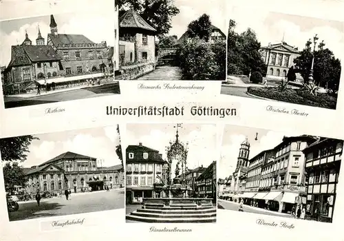 AK / Ansichtskarte  Goettingen__Niedersachsen Rathaus Bismarcks Studentenwohnung Deutsches Theater Hauptbahnhof Gaenselieselbrunnen Weender Strasse 