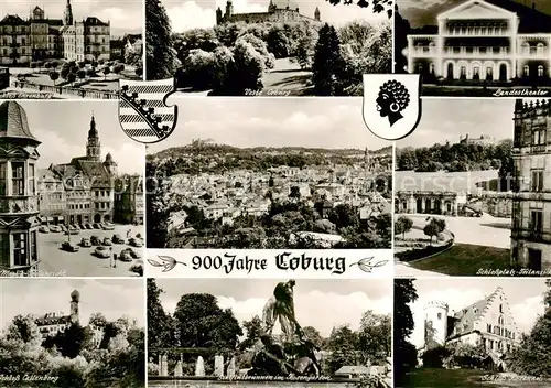 AK / Ansichtskarte  Coburg Schloss Ehrenburg Veste Coburg Landestheater Markt Schloss Callenberg Sintflutbrunnen im Rosengarten Schlossplatz Schloss Rosenau Coburg