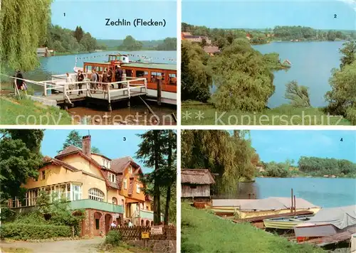 AK / Ansichtskarte 73810431 Zechlin_Flecken Dampferanlegestelle Am Schwarzen See FDGB Erholungsheim Elsenhoehe Seepartie Zechlin_Flecken