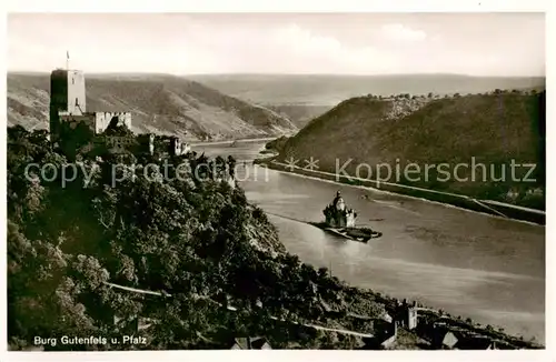 AK / Ansichtskarte  Caub_Kaub_Rhein Burg Gutenfels mit der Pfalz 