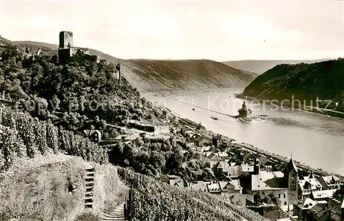 AK / Ansichtskarte 73810452 Kaub_Caub_Rhein Burg Gutenfels und Pfalz 