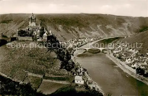 AK / Ansichtskarte  Cochem_Kochem_Mosel Burg Mosel und Neue Bruecke von den Drei Kreuzen 