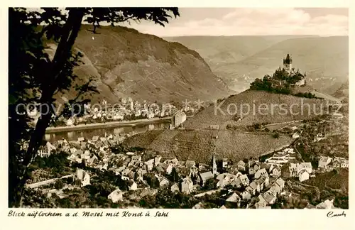 AK / Ansichtskarte  Cochem_Kochem_Mosel Panorama mit Burg Kond und Sehl 