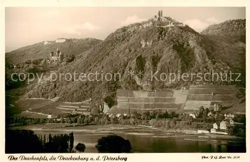 AK / Ansichtskarte  Koenigswinter_Rhein Der Drachenfels mit Drachenburg und Petersberg 