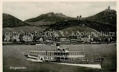 AK / Ansichtskarte  Koenigswinter_Rhein Panorama mit Fahrgastschiff 