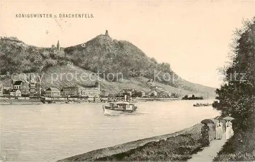 AK / Ansichtskarte  Koenigswinter_Rhein Panorama mit Burg Drachenfels 