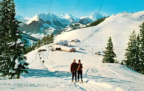 AK / Ansichtskarte  Skilift_Schlepplift_Remontees-Mecaniques Hornberg Saanenmoeser 