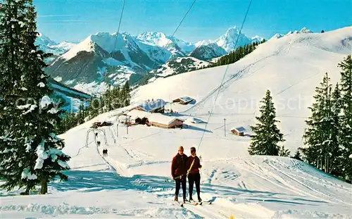 AK / Ansichtskarte  Skilift_Schlepplift_Remontees-Mecaniques Hornberg Saanenmoeser 