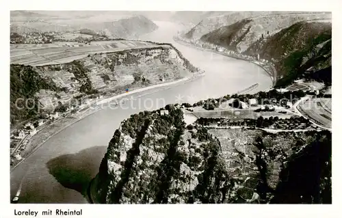 AK / Ansichtskarte  St_Goarshausen Loreley Felsen mit Rheintal Gaststaette Auf der Loreley  St_Goarshausen