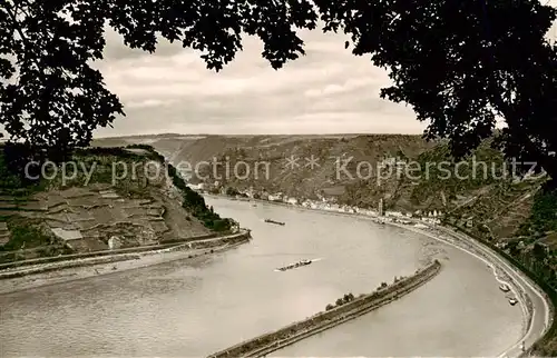 AK / Ansichtskarte St_Goarshausen_Rhein Blick von der Loreley mit Burg Katz 