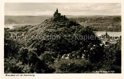 AK / Ansichtskarte 73810720 Braubach_Rhein Panorama mit der Marksburg Braubach Rhein