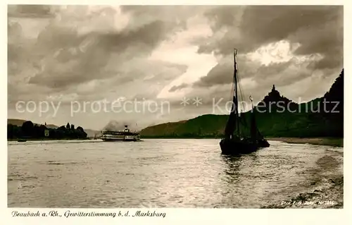 AK / Ansichtskarte  Braubach_Rhein Gewitterstimmung bei der Marksburg Braubach Rhein