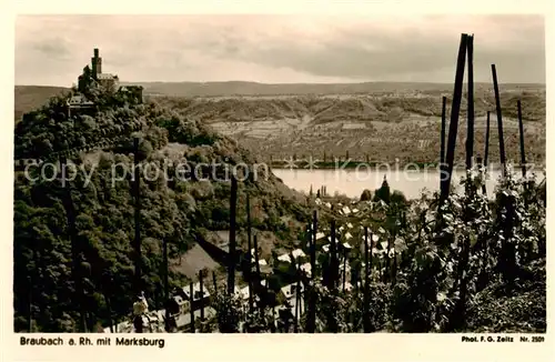 AK / Ansichtskarte  Braubach_Rhein mit der Marksburg Braubach Rhein