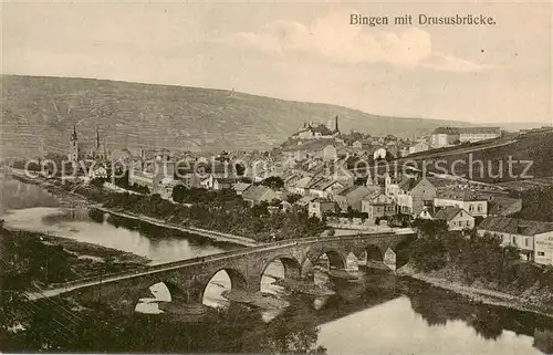 AK / Ansichtskarte  Bingen_Rhein Panorama mit Drususbruecke Bingen Rhein